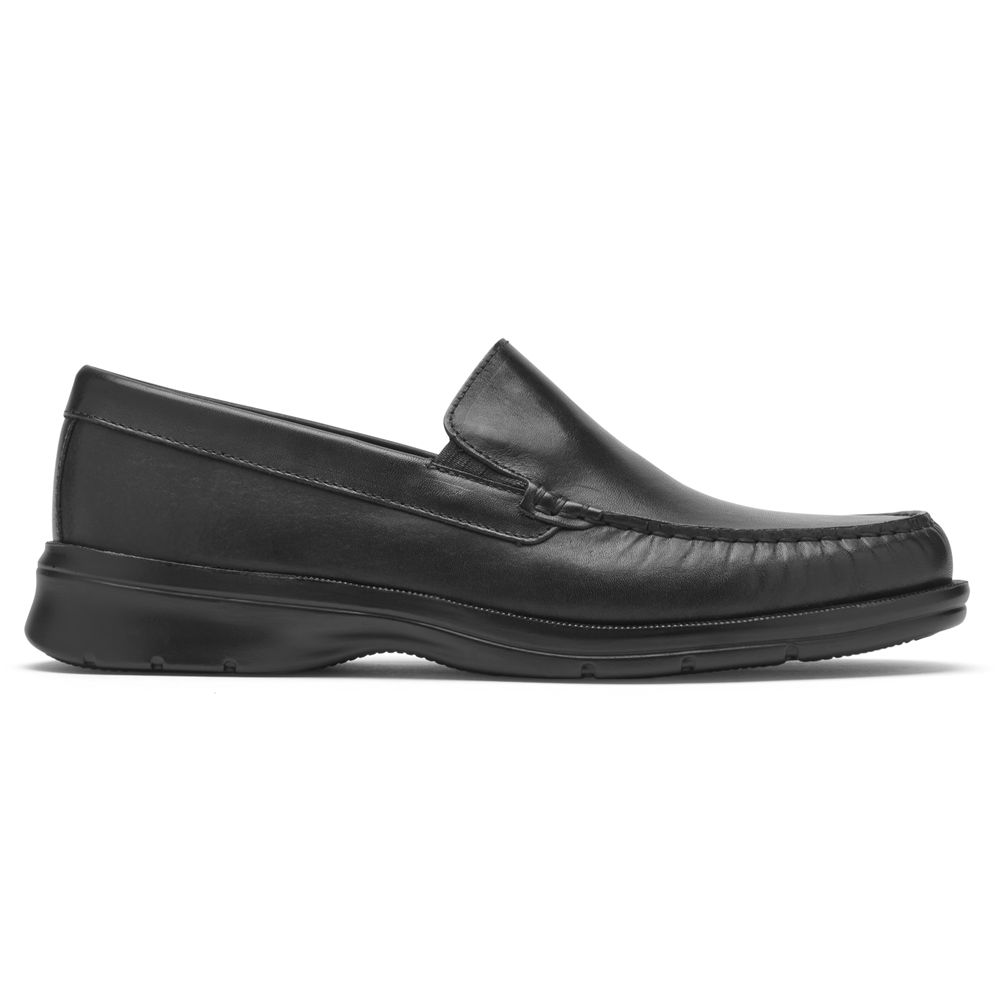 Rockport Palmer Venetian Slip-Ons - Mens Loafers - Black - NZ (YWC-514268)